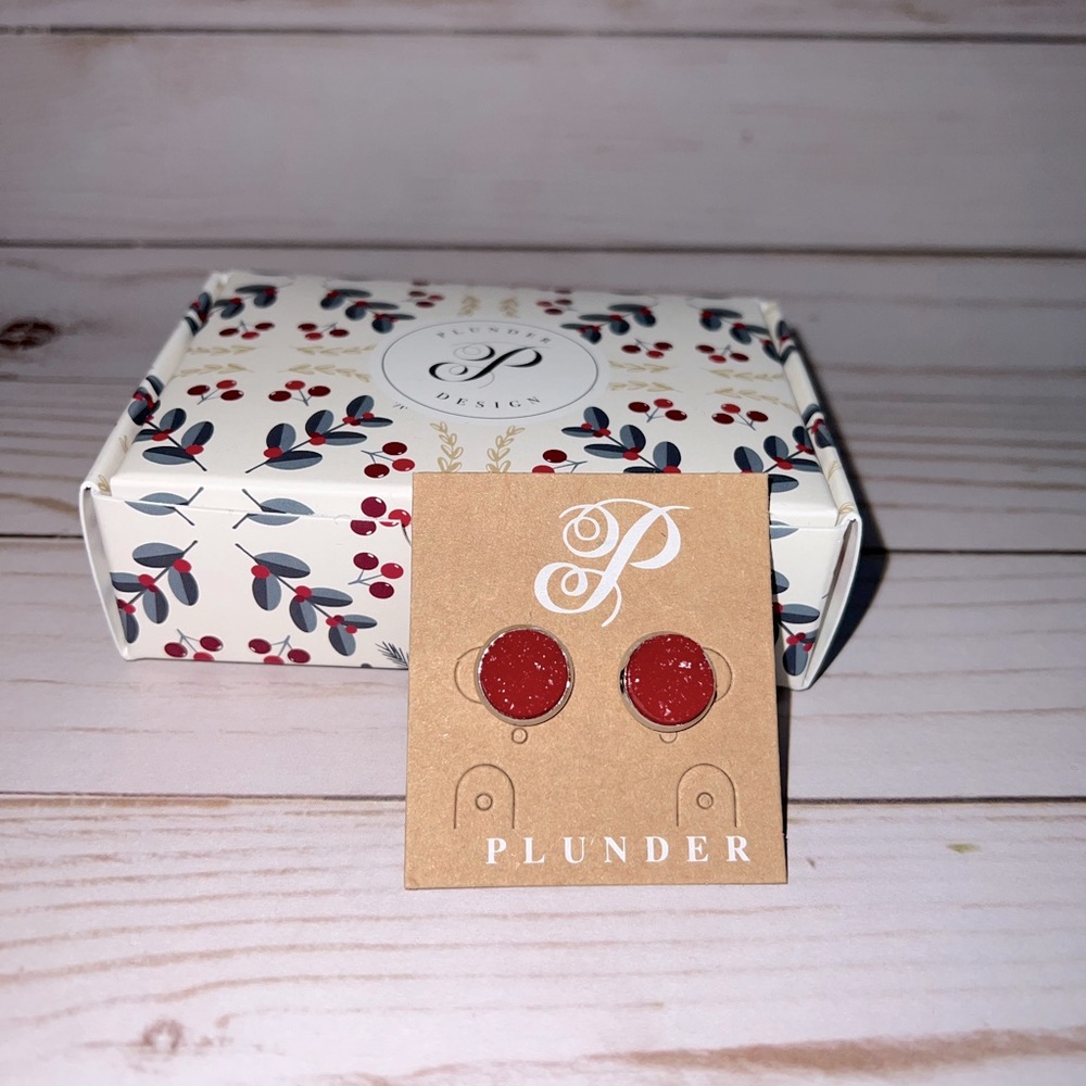 Plunder Jolie Red Druzy Earrings